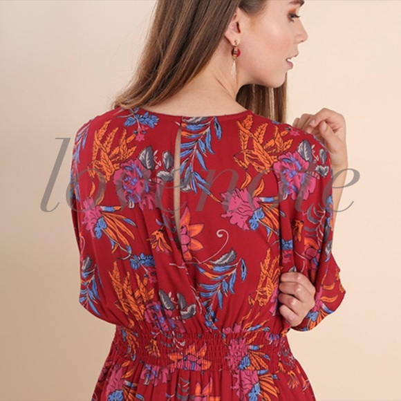 ☀️☀️Lined Short Sleeve Floral Maxi Dress Cotton - Picture 3 of 4